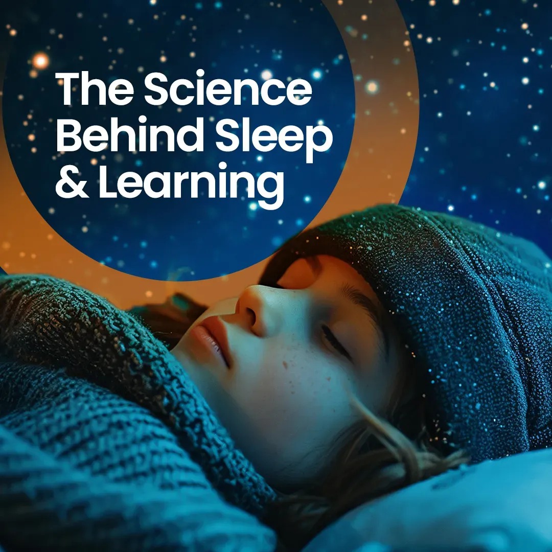 The Science Behind Sleep and Learning. A photo of a child sleeping under stars.